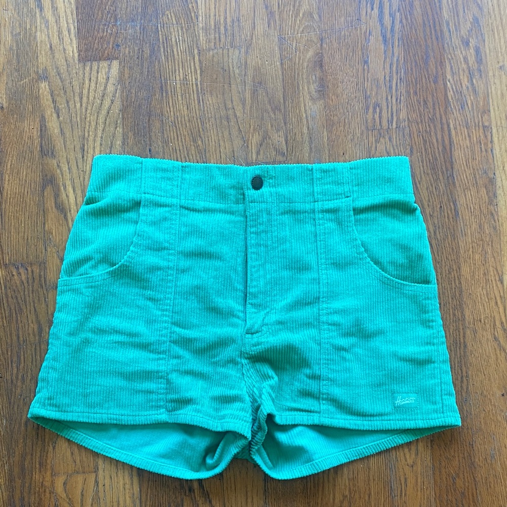 Teal Corduroy High Waist Women Shorts